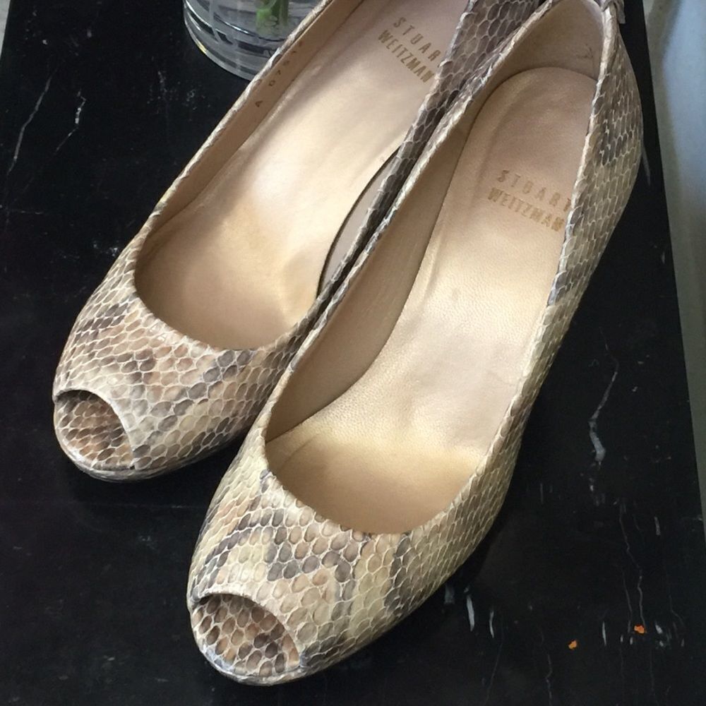 Stuart Weitzman Loopthru Pumps Sneak Leather 5 M - Picture 2 of 7